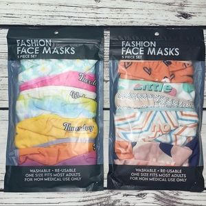 Days of Week Happy Fashion Face Mask (OS) 2 pkgs.-10 total